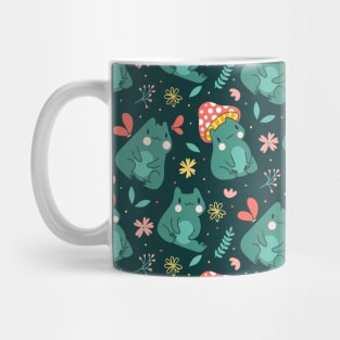 Kawaii Cottagecore Mushroom Frog Pattern Mug